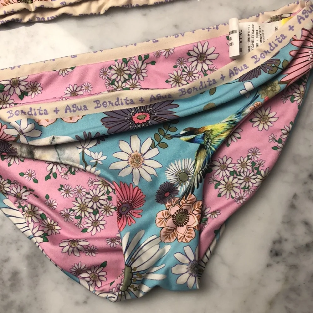 Agua Bendita Girls Floral & Leopard Two-Piece Bikini in Purple, Pink, Blue